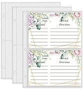 Recipe Card Page Protectors, Mini Recipe Card Sleeves for 8.5 x 9.5 3-Ring Binder, 2 Pockets Per ...
