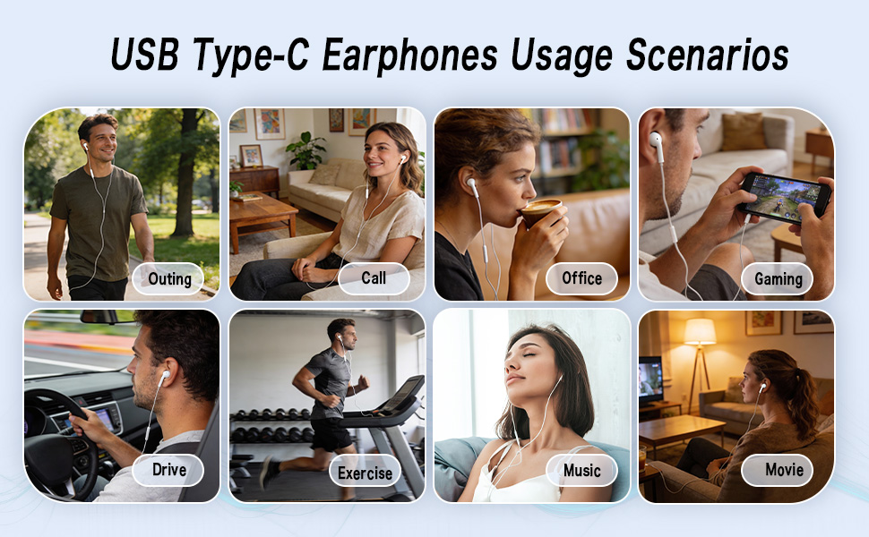 USB Type-C Earphones Usage Scenarios