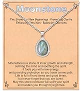 Tarsus Crystal Pendant Necklace for Women Teen Girls, Moonstone, Amethyst, Fashion Jewelry