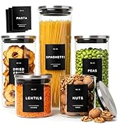 EDELHAUS Glass Storage Containers with Stainless Steel Lids [Extra Thick Glas] with 54 Labels - C...