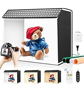 Photo Studio Light Box with Remote Control, Takerers 24"x16" Portable Professional 3000-6500k Dim...