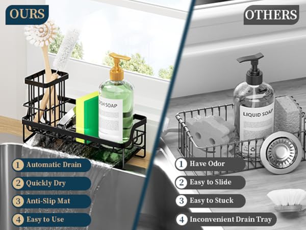 sink sponge holder, kitchen sink organizer