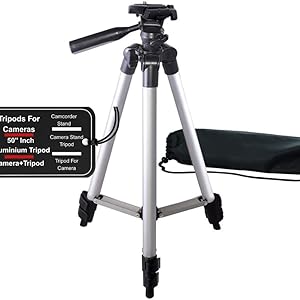 50 inch aluminum tripod with carry bag, perfect for cameras, camcorders, and video