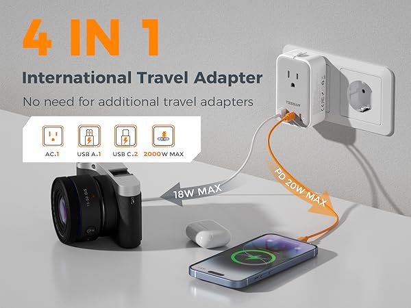 4 in 1 Travel Power Adapter
