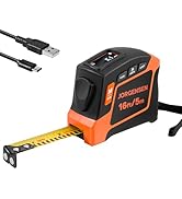 JORGENSEN Digital Tape Measure, 16Ft Rechargeable Digital Measuring Tape Ft/Ft+in/in/M/CM/MM Unit...