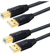 OKRAY USB Printer Cable 10FT, 2-Pack USB 2.0 Type A-Male to B-Male Printer Cable Scanner Cord Dur...