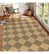 Lessymo Checkered Entryway Rug 3x5, Easy Jute Washable Area Rugs for Living Room Outdoor Patio, N...