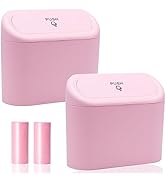 Car Trash Can Bin with Lid - 2 Packs Universal Vehicle Mini Leakproof Garbage Can Bin with 40pcs ...