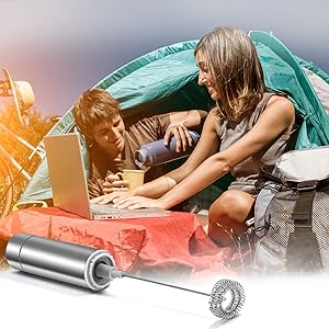the portable frother is ideal for outdoor use like camping