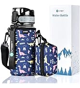 UTEBIT 16oz Kids Water Bottle, BPA Free Insulated Water Bottle with Straw, Plastic Sport Water Ju...