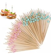 [100 Pcs] Gender Reveal Decorations Cocktail Picks - 4.7 inches Blue and Pink Pearl Toothpicks fo...