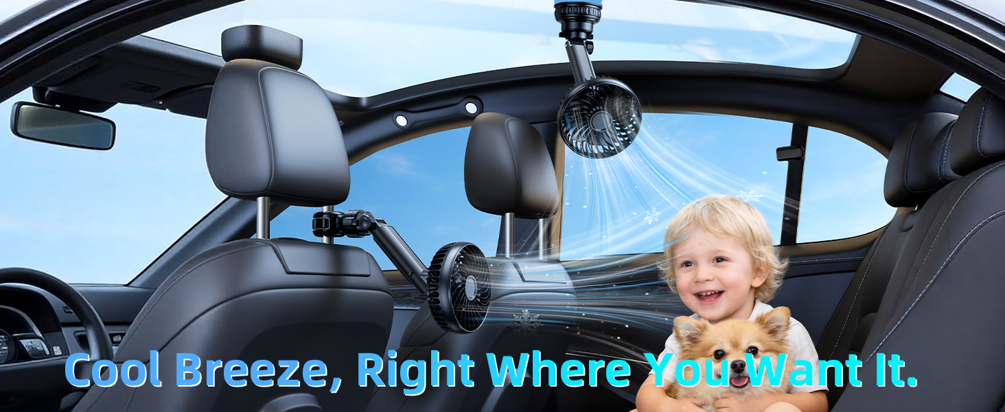 Nauttxon 4000mah Multi-Function Suction Cup Car Fan