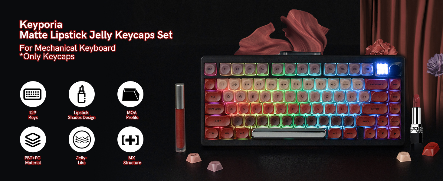 Keyporia Matte Lipstick Jelly Keycaps Set For Mechanical Keyboard