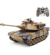 fisca 1/18 Remote Control Tank 2.4Ghz, 15 Channel M1A2 RC Tank with Smoking and Vibration Control...