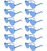 NACHLYNN 12 Pairs Blue Heart Sunglasses for Women Rimless Heart Shaped Sunglasses Candy Color Hea...