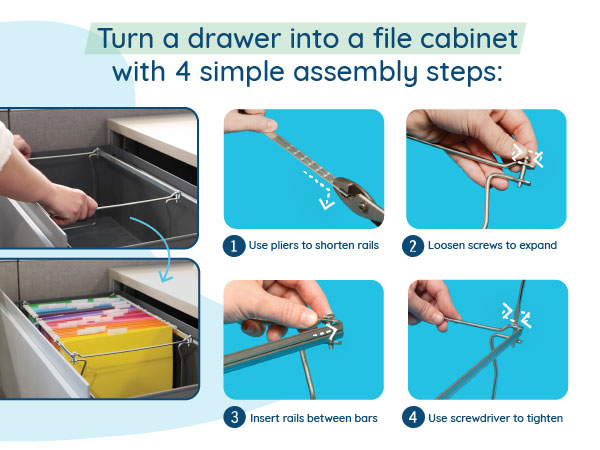 How to assemble hanging file bars