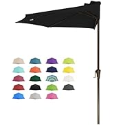 JEAREY 9ft Half Umbrella Outdoor Patio Umbrella Market Umbrellas with Crank, 1/2 Round Wall Umbre...