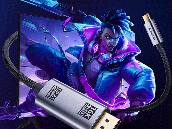 Product photography of a USB device illuminated with dramatic blue and purple lighting effects against a dark background.