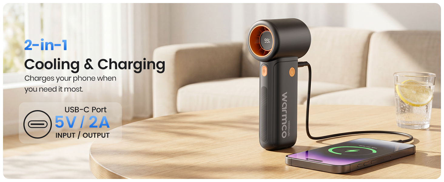 2-in-1 Cooling &amp;amp;amp;amp; Charging ,Charges your phone when you need it most.