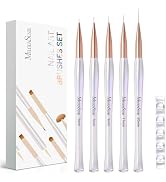 MelodySusie 5Pcs Nail Art Liner Brushes and Brush Holder Set, Sizes 5/7/9/11/20mm, for Thin Long ...