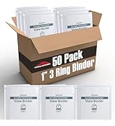 Trail Maker 1 inch Binders (50 Pack), 3 Ring Hardcover Binders in Bulk with Clear View Cover, Poc...