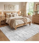 ELLIUNE 7x9 Area Rugs Living Room: Washable Non Slip Soft Abstract Gray Rugs for Bedroom Dining D...