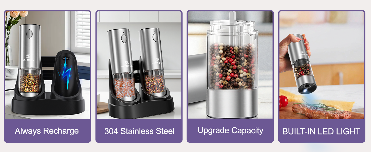 Electric Salt and Pepper Grinder Set