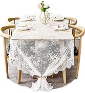 BOXAN 60x120 Inch Gorgeous White Lace Tablecloth Overlay Rose Vintage Embroidered, Romantic Boho ...