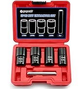 Greywolf 5 pcs Wheel Nut Removal Tool Set, 1/2 Inch Impact Torque Socket Set and Bolt Extractor S...
