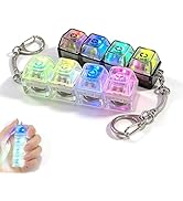 2 Pcs Keyboard Fidget Toy with Colorful LED Lights,4-in-1 Stress Clicker Keychain Toy,Keyboard Bu...