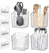 4 Pack Wall Organizers and Storage - Clear Acrylic Cabinet Door Organizer Bins, Adhesive Remote C...