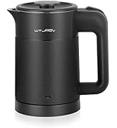 WTJMOV 0.6L Small Electric Tea Kettle Lightweight, Double Wall Hot Water Boiler Stainless Steel A...