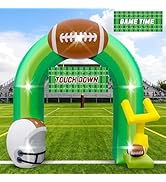 Football Inflatable Outdoor Yard Arch Goal Post Blow up with Helmet Green Brown for Birthday Part...