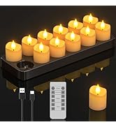 PChero Rechargeable Flameless Candles with Remote Timer &amp; Charging Base, 12 Pack Votive Candles B...