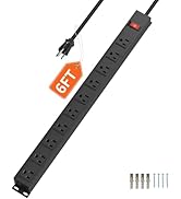 CFMASTER 10 Outlet Power Strip 6FT Long Extension Cord Heavy Duty Power Strip Wall Mount Outlet M...