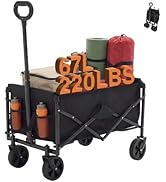 DUMOS Collapsible Wagon Cart Foldable with Wheels, 67L Large Capacity 220 lbs Utility Carts Heavy...