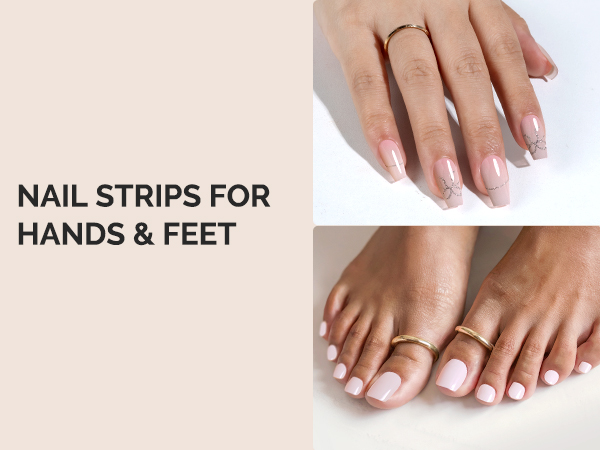 semi cured gel nail strips toe toenails pedi pedicure foot feet polish stickers wraps girl women