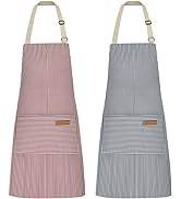NLUS 2 Pack Kitchen Cooking Aprons, Adjustable Bib Soft Chef Apron with 2 Pockets for Men Women (...