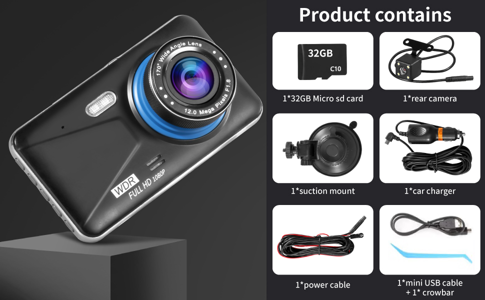 DASH CAMERA FRONT AND REAR FOR CARS