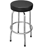 Torin ATRP6185B-1 Swivel Bar Stool: Padded Garage/Shop Seat with Chrome Plated Legs, Black