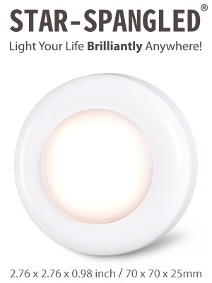 Tap lights, Push Lights, Touch Lights, Puck Lights, 4 LED Closet Lights, Night Lights, STAR-SPANGLED