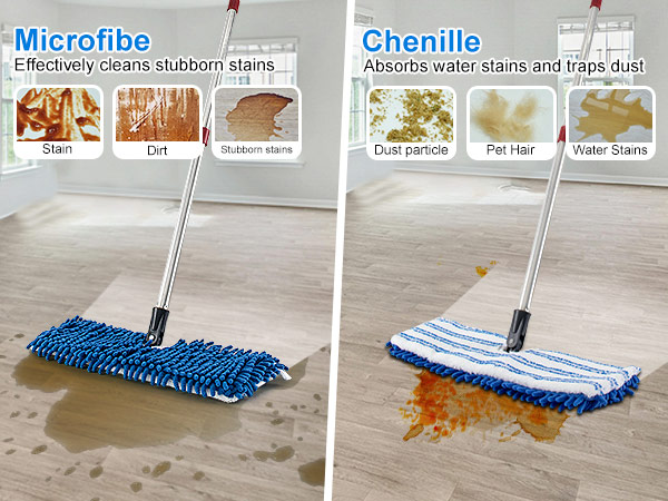 Double-sided Floor Mops for Hardwood Floor Cleaning, Flat Flip Dust Mop for Wet or Dry Use