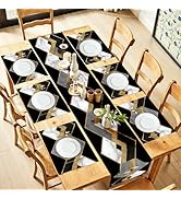 ANNA QUEEN Modern Black and Gold Marble Table Runner and Placemats Set of 6, 13"x72" Table Runner...