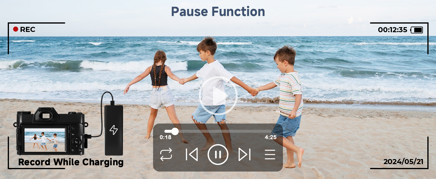 Pause Function,camera for beginners digital cameras travel camera 4k digital camera