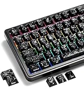 XVX Black Keycaps, Forged Carbon-Look Cherry Profile Keycap Set, 119-Key Keyboard Keycaps Compati...