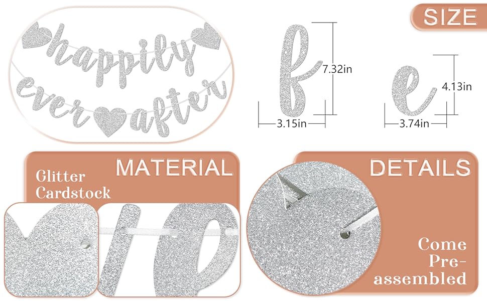 Happily Ever After Silver Glitter Bunting Banner