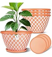 Nooulap 4 Pack 12 Inch Pots for Plants, Durable Large Plant Pot, All-Weather Flower Pot for Indoo...