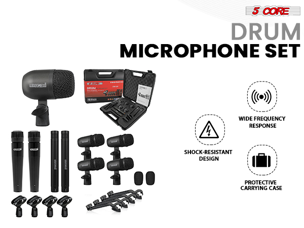 drum mic kit drum microphone set 9 piece drum set drum mic set recording studio kit percussion mic