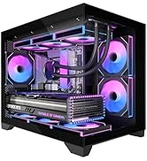 UTLGAMENG Micro-ATX Gaming PC Case with 270° View Tempered Glass, Pre-Installed 2 PWM ARGB Fans &amp;...