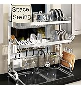 3 Tier Extra Large Stainless Steel Expandable Over The Sink Dish Drainer Drying Rack, Rust Proof ...